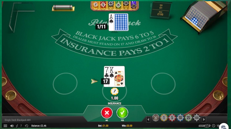 Blackjack insurance rule